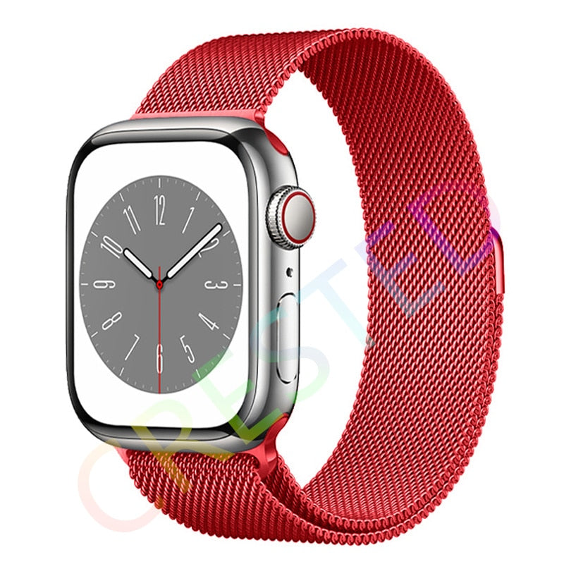Milanese Loop Strap For Apple watch Band 44mm 40mm 45mm 41mm 42mm 38mm 45 44 mm bracelet iWatch Series 3 5 6 SE 7 8 Ultra 49mm