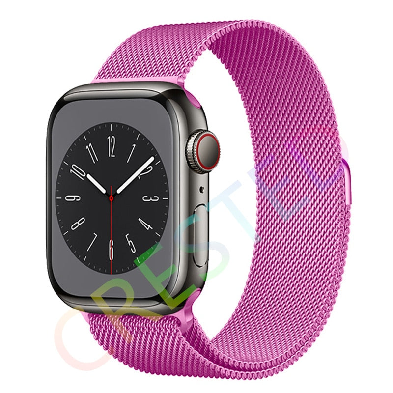 Milanese Loop Strap For Apple watch Band 44mm 40mm 45mm 41mm 42mm 38mm 45 44 mm bracelet iWatch Series 3 5 6 SE 7 8 Ultra 49mm